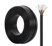 Flexible Shielded Signal and Control Cable, UL2464 8 Core PVC Cable 18-26AWG Non-Shielded Tinned Copper Flexible Control Wire Black(25ft,20AWG-8c)
