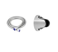 Flexible Shower Hose+Bracket 1.5m 2m Ordinary Shower Hose Silver/Black(Hose Set 1)