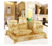 Flexible Shower Hose Resin Household Bathroom Set Soap Dispenser Tooth Brush Holder Cup Dish Tray Toilet Wastebin Storage(6pcs)