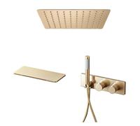Flexible Shower Hose Shower Set Bathroom Concealed Ceiling Waterfall Faucet Hidden Into The Wall(Brushed Gold 3,12 inch)