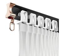 Flexible Silent Benble Curtk System Sliding Rod with Roller Aluminum Rai for Shower & Bay Window Bedroom Top Install Black 1.7m/5.58FT (2 * 0.85m)
