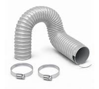 Flexible Silicone Air Ducting Hose with Hose Clips 102mm - (4 inch) x 1m - (3.3 ft) Grey Vent Hose with Wire Reinforcement, High Temperature Hot Air Duct for Heaters, Ventilation & Cooling