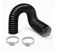 Flexible Silicone Air Ducting Hose with Hose Clips 57mm - (2¼ inch) x 2m - (6.6 ft) Black Vent Hose with Wire Reinforcement, High Temperature Hot Air Duct for Heaters, Ventilation & Cooling