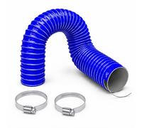 Flexible Silicone Air Ducting Hose with Hose Clips 76mm - (3 inch) x 1m - (3.3 ft) Blue Vent Hose with Wire Reinforcement, High Temperature Hot Air Duct for Heaters, Ventilation & Cooling