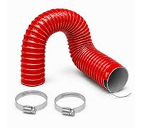 Flexible Silicone Air Ducting Hose with Hose Clips 90mm - (3½ inch) x 3m - (9.8 ft) Red Vent Hose with Wire Reinforcement, High Temperature Hot Air Duct for Heaters, Ventilation & Cooling