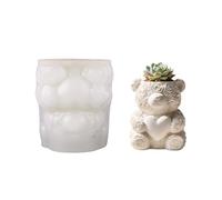 Flexible Silicone Bear Rose Planter Mold Jewelry Making Tool Silicone Texture for Easy Demolding and Multipurpose Use Creative Bear Flowerpot Mold