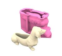Flexible Silicone Concrete Planter Moulds Dog Shape Resin Vase Molds for Unique Pen Holder Creation Flexible Silicone Mold