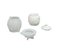 Flexible Silicone Container Mold for Resin Decorative Storage Jars with Rabbits Texture Resin Silicone Mold for Embossed Rabbits Storage Jars Crafting Jewelry Holder