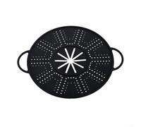 Flexible Silicone Cooking Lid with Hanging Loop, Designed for Fit on Various Pots, Keeps Food from Overflowing (black)