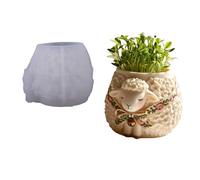 Flexible Silicone Craft Mold Sheep Shape Embossed Flowerpot Suitable for Resin Casting Planter Decorative Items Silicone Flowerpot Mold