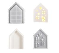 Flexible Silicone House Shape Display Ornament Mold for Making Hollow House Themed Storage Boxes and Lights Home Decors Silicone Mold