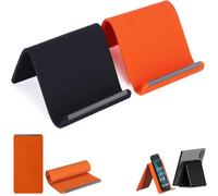 Flexible Silicone Phone Holder Stand, Portable Foldable Mobile Phone Stand for Desk, Multi-Angle Adjustable Tablet Holder Stand, Anti-Slip Bendable Mount for Home Office Travel (Orange+Black)