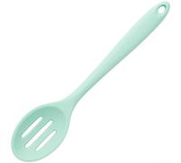 Flexible Silicone Serving Spoon with Slots Non Slip Handle Kitchen Gadget for Boiling Water Vegetables Meat Red 20x4.3cm(Green Colander)
