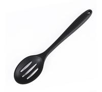 Flexible Silicone Slotted Spoon Ergonomic Handle Design(Black)