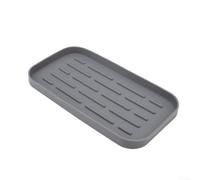 Flexible Silicone Sponge Holder Drain Tray with Raised Design for Quick Drying, Multi-purpose Kitchen Sink Organizer for Sponges, Brushes and Cleaning Tools,(Gray)