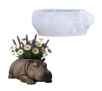 Flexible Silicone Succulents Planter Mold for Resin Art Decorative Hippo Shape Vases Home Decors Animal Shape Mold