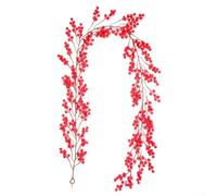 Flexible Simulated Red Berry Vine Garland Artificial 200cm for Holiday Fireplace, Mantle, Door Frame, Doorway, Indoor Outdoor Use