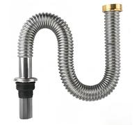 Flexible Sink Drain Hose, Flexible Kitchen Siphon, High Temperature Resistant Stainless Steel Flexible Siphon for Basin and Sink (60cm)