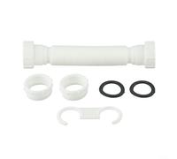 Flexible Sink Drain Pipe Double-Headed Overflow Tube Kit Telescopic 200-800mm Adjustable Waste Connector for Kitchen Bathroom Basins White Plastic P-Trap Solution