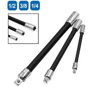 Flexible Socket Extension Rod 1/4 3/8 1/2 Inch Driver Adapter Ratchet | Features spring technology for 360-degree rotation in narrow spaces, equipped with a secure anti-seizure ball