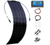 Flexible Solar Panel 200W 400W 800W Monocrystalline Semi-Flexible Solar Panel with Charger Controller Solar Cable,Solar Panel Charger Kit for RV,Boats,Roofs,Sailing,Balcony,Off-Grid(200W)