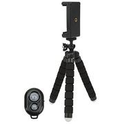 Flexible Sponge Tripod with Adjustable Phone Clip Holder for Travel & Adventure, Wireless Remote Control Included