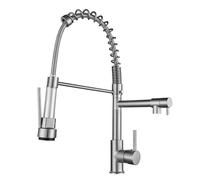 Flexible Stainless Steel Kitchen Faucet with 2 Modes High Arc Pull Down Sprayer Single Handle Chrome Plated Modern Design for Easy Kitchen Use,Cepillado