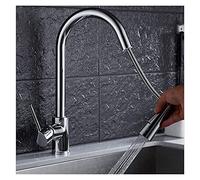 Flexible Swivel Tap, Pull Out Kitchen Faucets Silver Single Handl Gold Faucet Sink Tap Hole Rotating Water Mixer(A)
