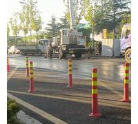 Flexible TPU Safety Bollards with Reflective Tape - Driveway Barrier Posts for Enhanced Visibility and Protection(Red Yellow,4pcs)