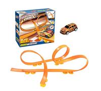 Flexible Track Car Toy - Pull Back Racing Vehicle | Folding Road Set | Interactive Car Race Playset, Fun Family Game for Holidays by Natal