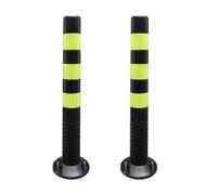 Flexible Traffic Safety Bollards - Reflective Parking Lot Delineators, Caution Cones for Streets & Expressways, Durable Black Road Markers (2 Pack)