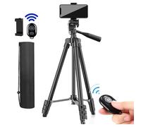 Flexible Tripod Extendable Travel Lightweight Stand Remote Control with Remote and Phone Holder, Perfect for Selfies/Video Recording/Vlogging/Live Streaming (Color : Black)