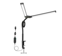 Flexible Twin Gooseneck LED Lamp, Clip on Bedside Light with Adjustable Brightness, Perfect for Students and Professional Dimmable Brightness