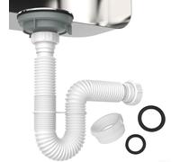 Flexible Waste Pipe For Kitchen Sink Drainage, Plastic Sink Waste Trap Can Stretch From 20Cm To 80Cm Supporting 1-1/2 And 1-1/4 Pipe Sizes