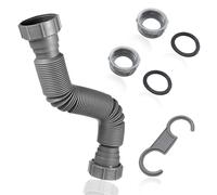 Flexible Waste Pipe, Universal Sink Drain Pipe Adjustable Drain Hose Swivel P Trap for Washing Machine Washer Dryer Dishwasher(45mm)