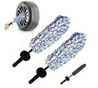 Flexible Wheel Barrel Brush,Microfibre Rim Cleaner With Removable Sleeve,Scratch-Free Cleaning For Spokes And Narrow Gaps,Car Detailing Auto Wash Tool For Alloy Wheels,Cars,Motorcycles(Blue + Blue)