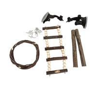 Flexible Wooden - Bird Rope Ladder, Interactive Suction Cup, Bass Bridge Exercise Toy for Turtle Doves, Golden Parakeets, Cockatiels, Indoor and Outdoor Playground, Climbing Game, Train