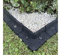 Flexiborder 2 X 90 Degree Outside Corner Black - Rubber Lawn Edging Border - Garden Edging Border For Grass Lawns