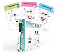 Flexies Pilates Ring Workout Cards -58 Exercise ring Card with Pilates circle Work Out Posture, Instruction & Breathing Tips | Free Dry-Erase Marker & Binding ring|Pilates Equipment Thigh Master guide