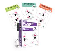 Flexies Pilates Workout Cards - 58 Exercise Cards with Pilates Mat Workout Postures, Video Instructions & Breathing Tips | Free Ring & Dry-Erase Marker to Create at home pilates womens workout planner