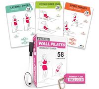 Flexies Wall Pilates Workouts For Women - 58 Exercise Cards with Wall Pilates Workout Postures, Instructions & Breathing Tips | Free Ring & Dry-Erase Marker to Create a Customize pilates at home