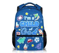 FLEXIMX Christian Backpack Kids Backpack for Girls Boys, Toddler Back Pack for School Preschool Kindergarten, Blue, One Size, Daypack Backpacks