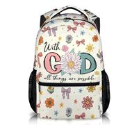 FLEXIMX Christian Backpack Kids Backpack for Girls Boys, Toddler Back Pack for School Preschool Kindergarten, Beige, One Size, Daypack Backpacks