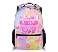 FLEXIMX Christian Backpack Kids Backpack for Girls Boys, Toddler Back Pack for School Preschool Kindergarten, Pink, One Size, Daypack Backpacks