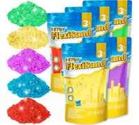 FlexiSand Value Pack 11lbs/5kg of 5 Colored Moldable Self-Sticking Sand, Never Dries Out - Fun for Kids Bulk Refill for Sensory Sand Box Toys, Ideal for Shaping, Squeezing, Rolling and Molding