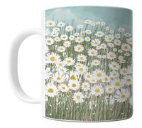 FLEXISAVVY Daisy Flower Mug - 3D Full Wrap Daisy Mug - Cute Floral Botanical Gift Idea For Mens and Womens White 11oz Ceramic Coffee Mug