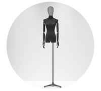 FlexiSpaceUS Female Mannequin Torso Body, 145-200cm Adjustable Height Clothing Store Model Props, Fashion Sewing Design Manikin with Solid Arm (Black M)