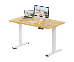 FlexiSpot E1 Plus ONE PIECE Electric Standing Desk Height Adjustable Sit Stand Desk with Memory Smart Panel(120 * 60cm, White Frame+Maple Desktop)