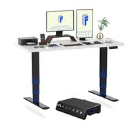 FLEXISPOT E6 MAX ONE PIECE Electric Standing Desk with USB 2 Motors 3 Stage | Height Adjustable Sit Stand Up with Memory Smart Panel(Black Frame+160x80cm White Top)