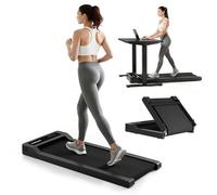 FlexiSpot Walking Pad, 4 In 1 Under Desk Treadmill for Home and Office, Portable Electric Running Machine with LED Display, Adjustable Speed Remote Control, Matte Black